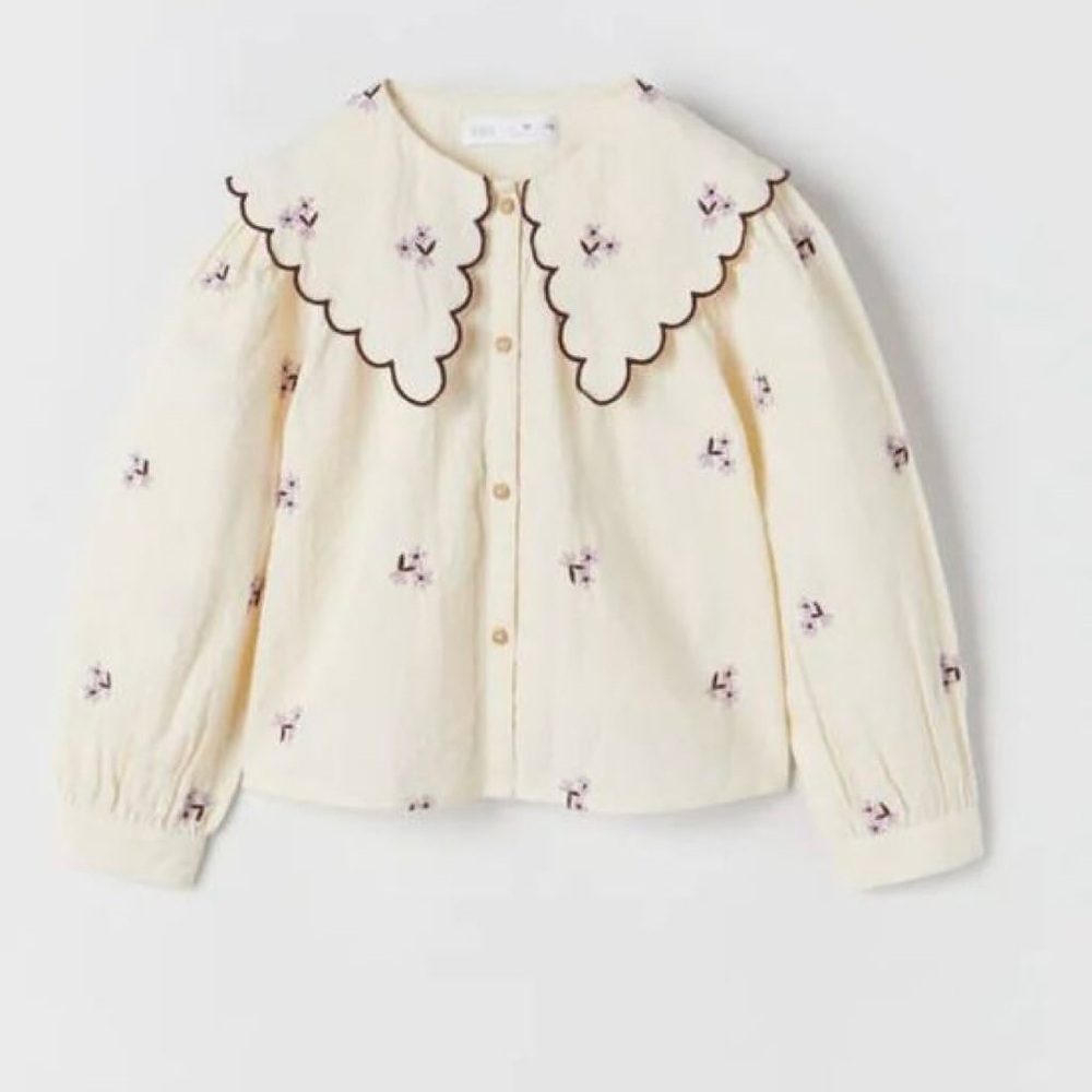 Zara Cream Blouse with Floral Embroidery 9
